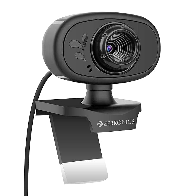 Zebronics Zeb-Crystal Pure Web Camera with 3P Lens,Built-in Microphone,Auto White Balance,Night Vision and Clip on Design (Black)