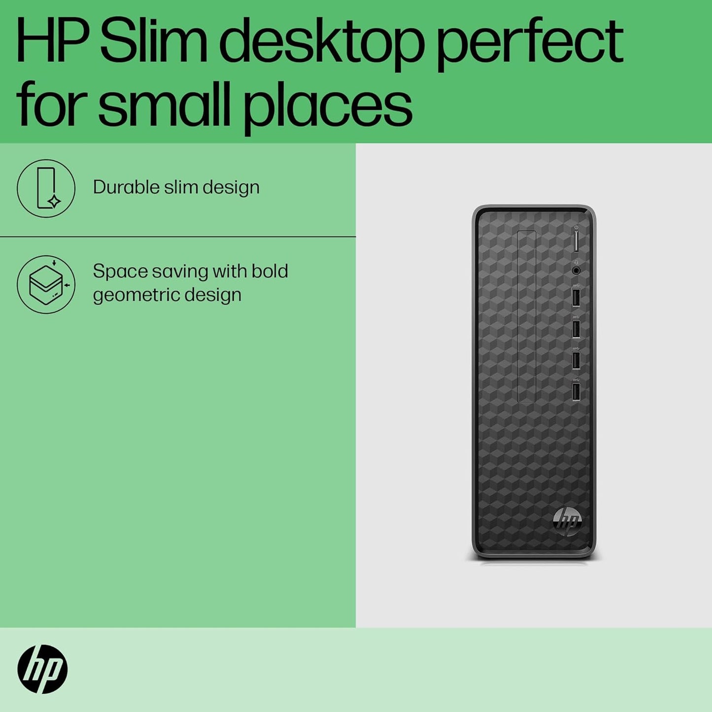 HP Slim pF3234in Tower Desktop 13th Gen.Core i3-13100/8GB/512GB/Wired Keyboard & Mouse/W11+MS-Office/Dark Black