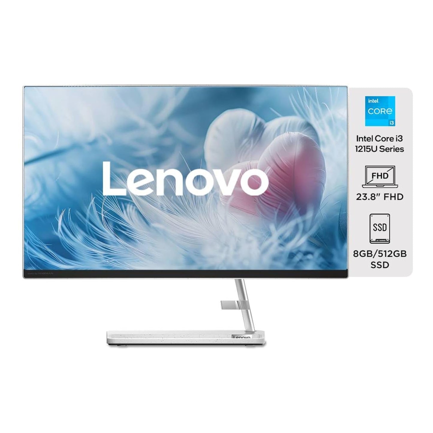 Lenovo IdeaCentre AIO3-F0GH017DIN 12th Gen.Corei3/8GB/512GB SSD/23.8" FHD WVA 3-Side Edgeless/Built-in Alexa/Wireless Keyboard & Mouse/W11+MSO/White