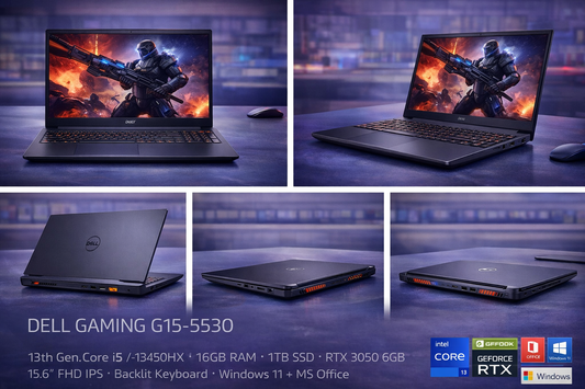 Dell Gaming G15-5530 – 13th Gen Core i5-13450HX • 16GB RAM • 1TB SSD • RTX 3050 6GB • 15.6" FHD IPS • Backlit Keyboard • Windows 11 + MS Office – Dark Shadow Gray