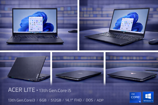 Acer Aspire Lite – 13th Gen Core i5 • 16GB RAM • 512GB SSD • 15.6" FHD • Backlit Keyboard • Windows 11 + MS Office • Metal Body – Gun Metal