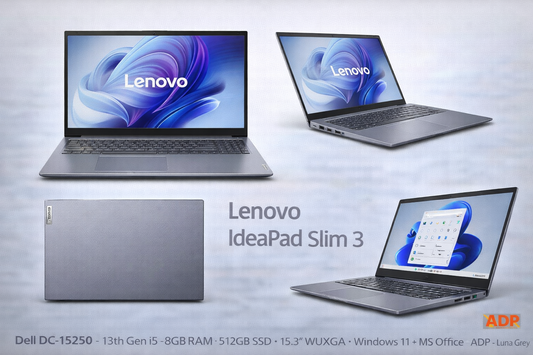 Lenovo IdeaPad Slim 3 (Model: 83K100C6IN) – 13th Gen i5-13420H • 16GB DDR5 (Expandable) • 512GB SSD • 15.3" WUXGA • Windows 11 + MS Office • ADP – Luna Grey