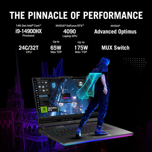 Asus ROG Strix Scar 16 G634JYR-RA001WS Gaming Laptop 14th Gen.Corei9-14900HX/32GB/2TB SSD/16GB NVIDIA GeForce RTX 4090 /16 "QHD+ 240Hz/W11+MSO/Black/2.50 Kg