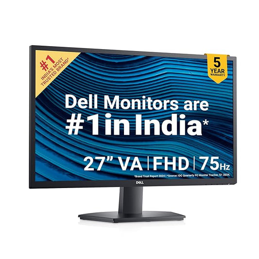 Dell-SE2722H 27" (68.58 cm) FHD Monitor 1920 x 1080 Refresh Rate: 75Hz, VA Panel, Brightness: 250 cd/m², Contrast Ratio 3000:1, Ports: 1 x HDMI, 1 x VGA, Adjustment Tilt |Black