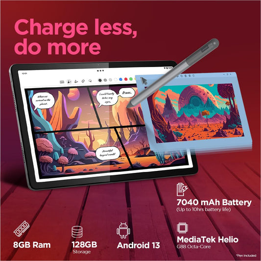 Lenovo Tab M11-ZADB0173IN with Pen/4G (LTE) + Wi-Fi/8Gb RAM/128GB ROM (Expandable Upto 1 Tb)/11" 90 Hz Refresh Rate/Quad Speaker with Dolby Atmos/13 MP Rear Camera/Google Kids/Space,Green