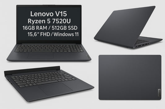 Lenovo V15-83CQ000DIN AMD Ryzen5 7520U / 16GB RAM / 512GB SSD / 15.6" FHD / Windows 11 / 1 Yr Warranty – Iron Grey