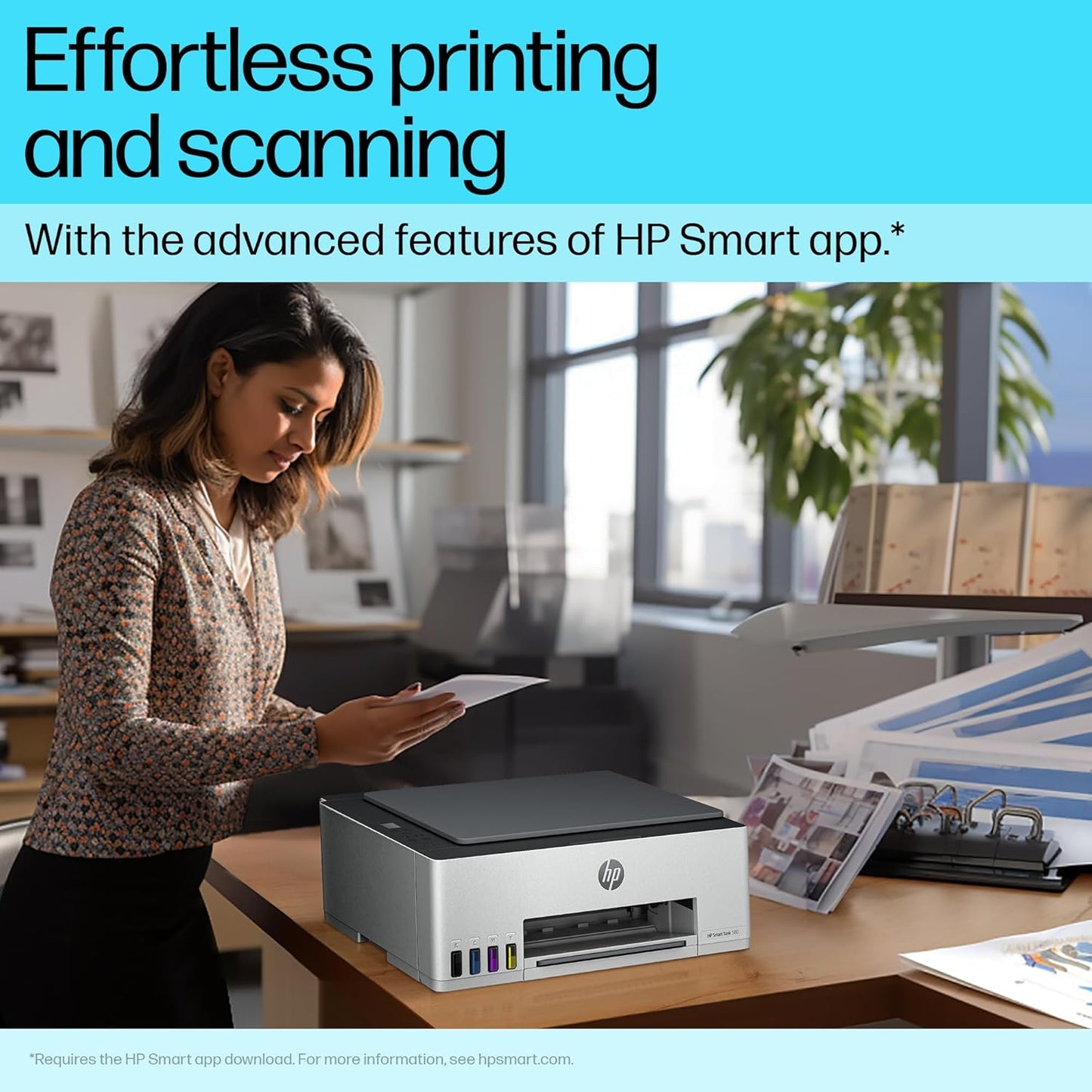 HP Smart Tank 580 Wireless All-in-One Multi-function Color Ink Tank Printer with 1 Extra Black Ink Bottle (Upto 8000 Black & 6000 Colour Prints) + 1 Year Extended Warranty with PHA Coverage