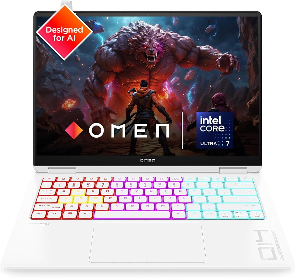 HP OMEN Gaming Laptop 14-fb0089TX Intel® Core™ Ultra 7 155H/16GB/1TB SSD/8GB nVidia RTX 4060 Graphics/14.1" 2.8K OLED 2880*1800/Backlit KBD/W11+MSO/Ceramic White Aluminum