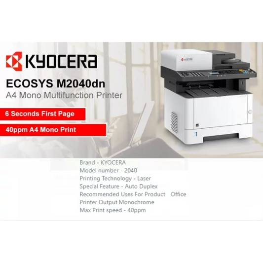 Kyocera 2040DN All-in-One Printer with ADF, Duplex & Network With Free 2 Xtra Tonners